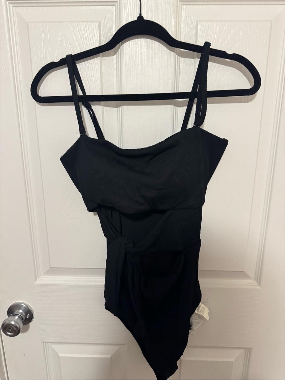 Black One-Piece Bodysuit with Side Knot